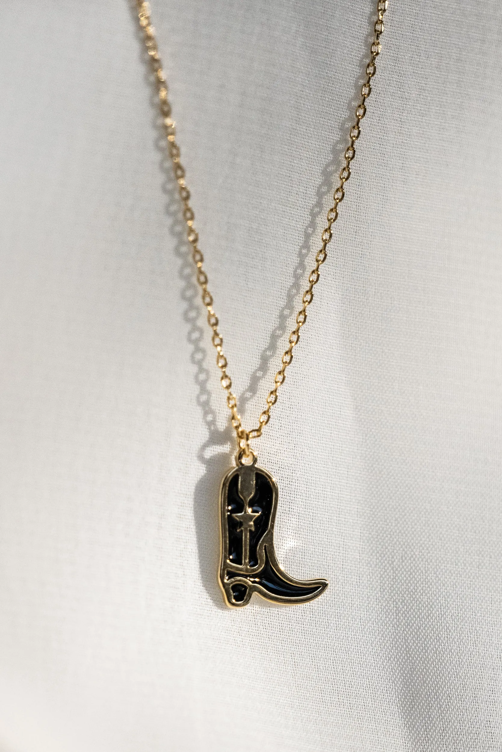 Black Cowboy Boot Necklace