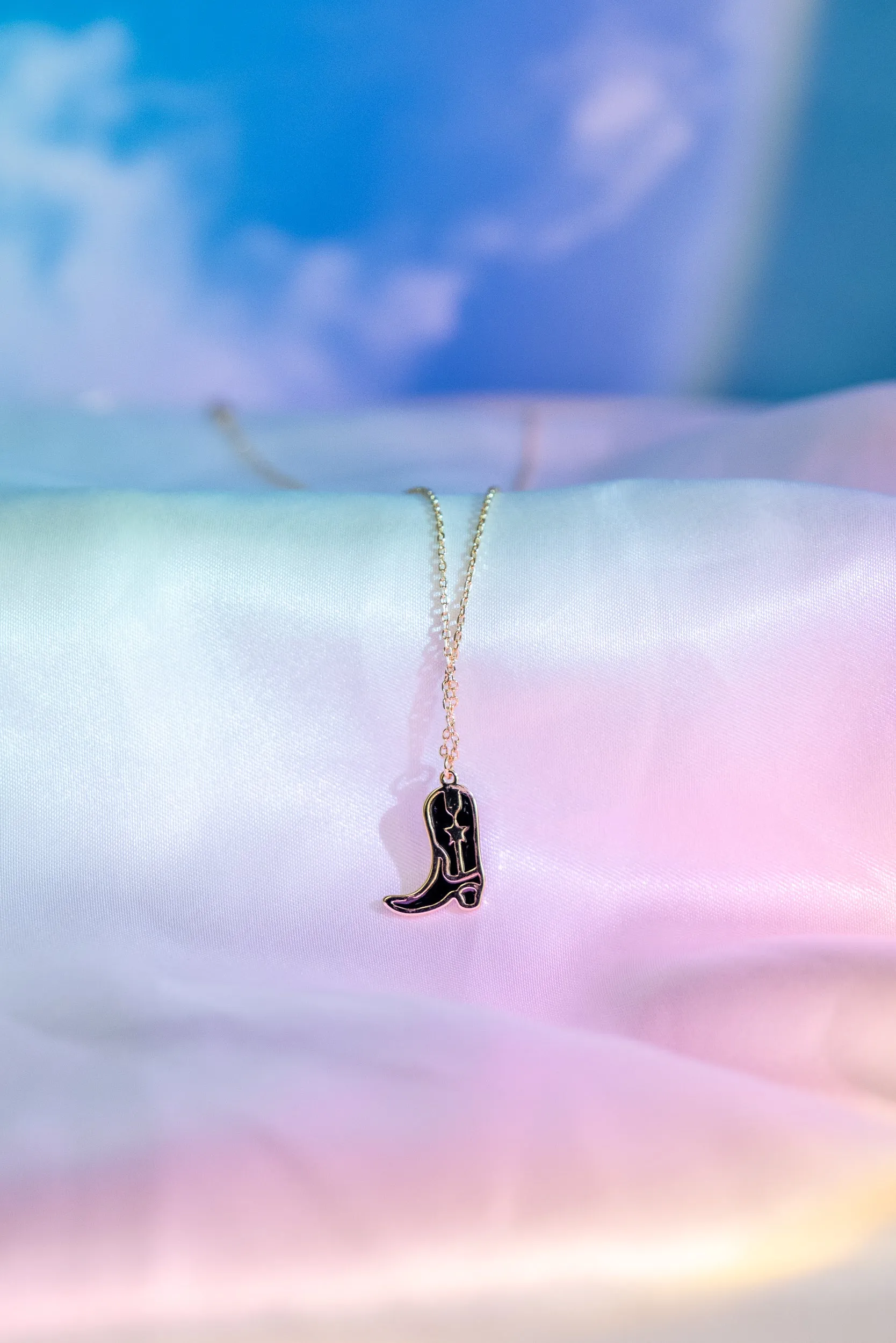 Black Cowboy Boot Necklace