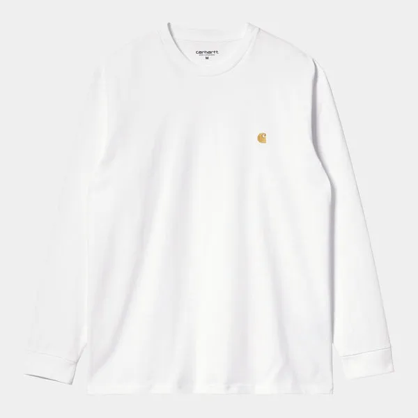 Carhartt WIP LS Chase T-Shirt - White / Gold
