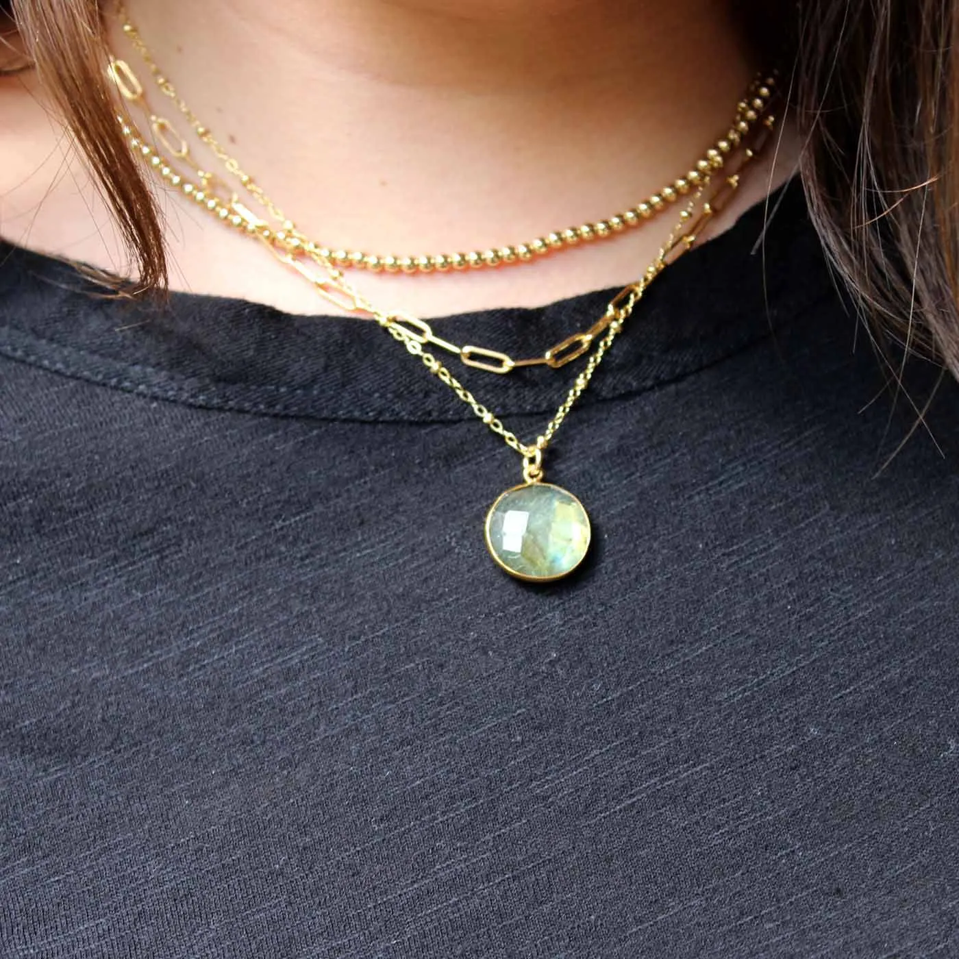 Labradorite Circle Necklace