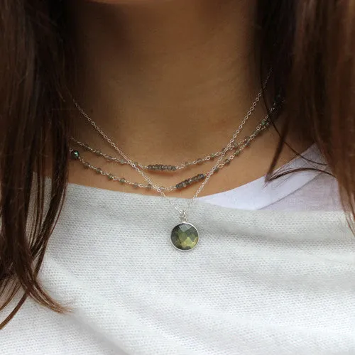 Labradorite Circle Necklace