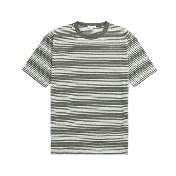 Norse Projects Johannes Spaced Stripe T-Shirt - Sediment Green