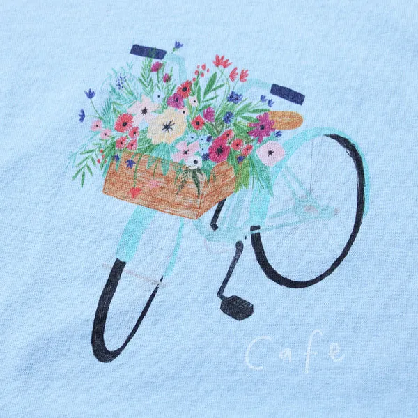 Skateboard Café Flower Basket T-Shirt - Powder Blue